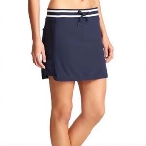 Athleta Sonora Athletic Golf Tennis Skort Nautical Navy White Stripe Size 10 EXC